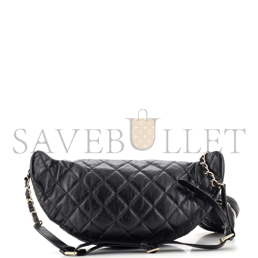 CHANEL FRONT ZIP WAIST BAG WITH COIN PURSE QUILTED AGED CALFSKIN AS1077 (34*15*6cm)